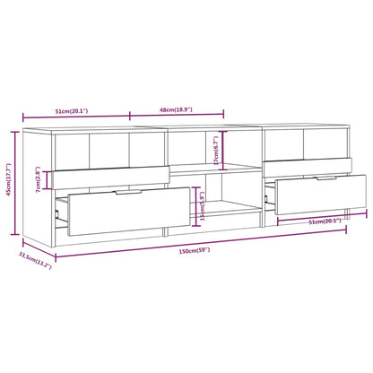 TV-benk hvit 150x33,5x45 cm konstruert tre