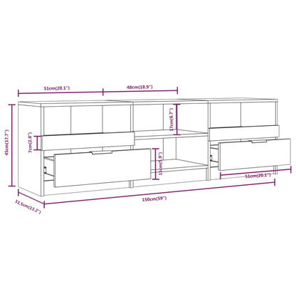 TV-benk hvit høyglans 150x33,5x45 cm konstruert tre