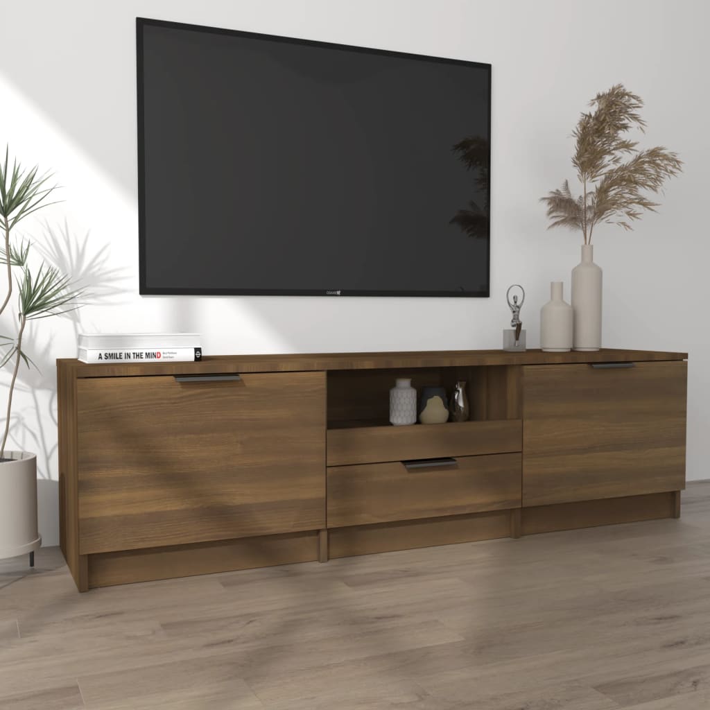 TV-benk brun eik 140x35x40 cm konstruert tre