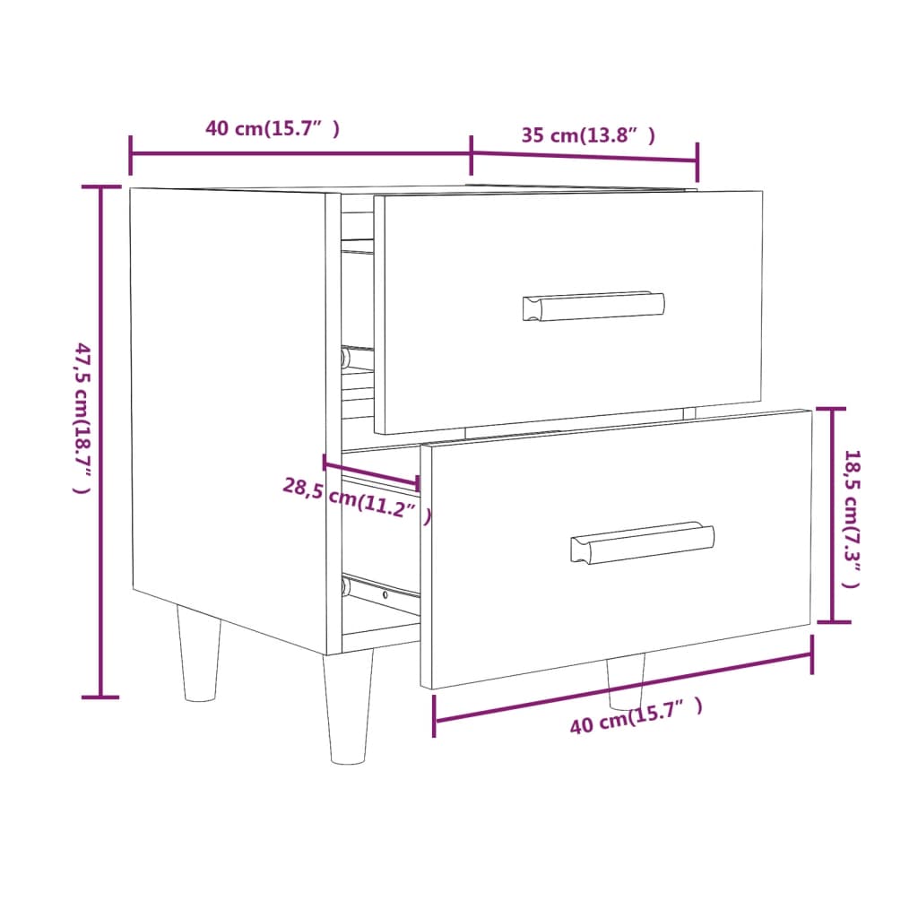 Nattbord Sengbord røkt eik 40x35x47,5 cm