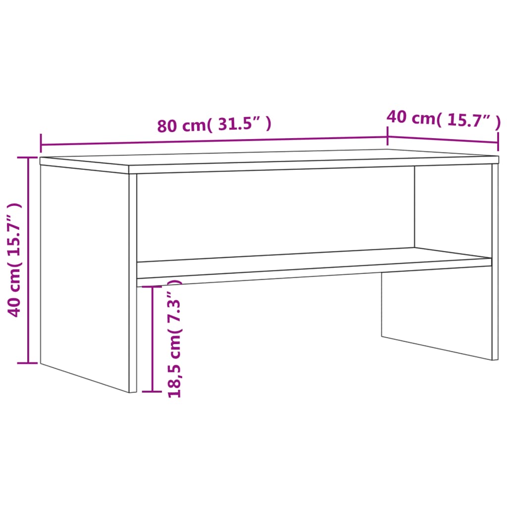 TV-benk grå sonoma 80x40x40 cm konstruert tre