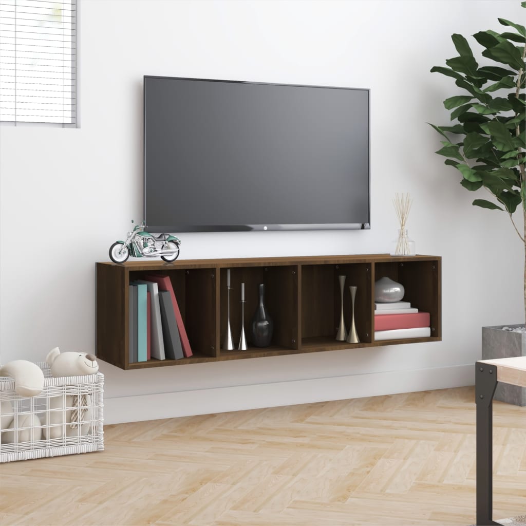 TV-benk brun eik 143x30x36 cm konstruert tre