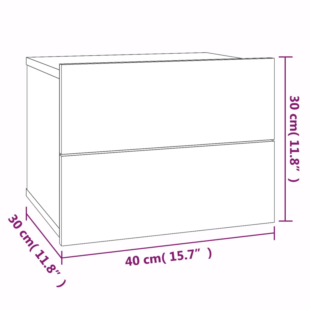 Nattbord Sengbord røkt eik 40x30x30 cm konstruert tre