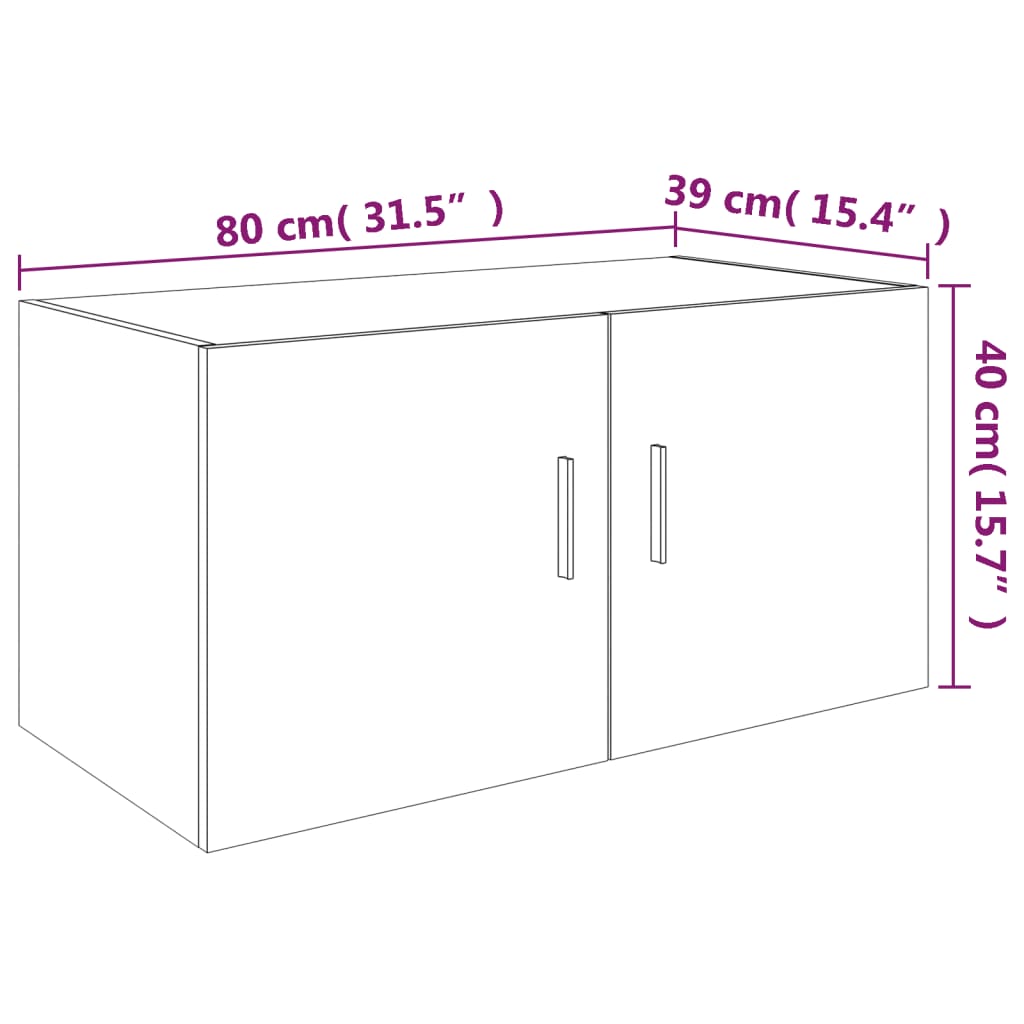 Veggskap brun eik 80x39x40 cm konstruert tre