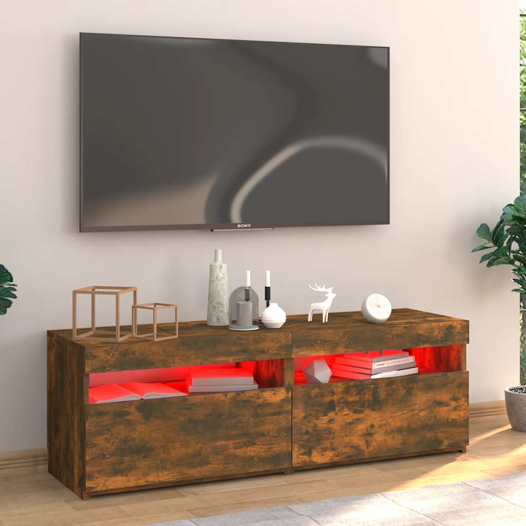 TV-Møbel Røkt Eik TV-benk med LED-lys 120x35x40 cm
