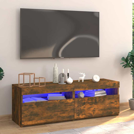 TV-Møbel Røkt Eik TV-benk med LED-lys 120x35x40 cm