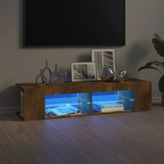TV-Møbel Røkt EikTV-benk med LED-lys 135x39x30 cm