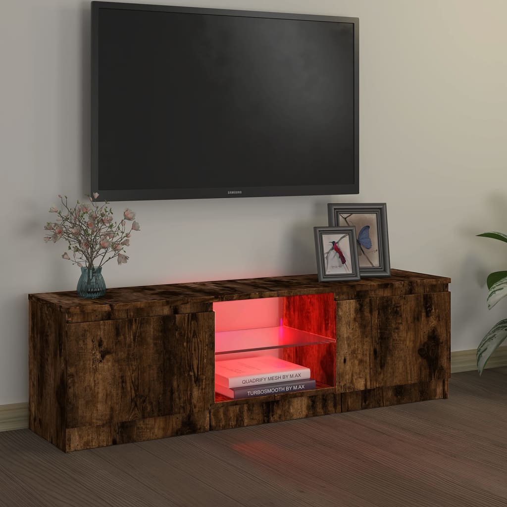 TV-Møbel Røkt EikTV-benk med LED-lys 120x30x35,5 cm