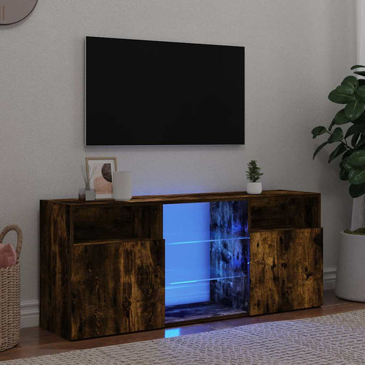 TV-Møbel Røkt EikTV-benk med LED-lys 120x30x50 cm