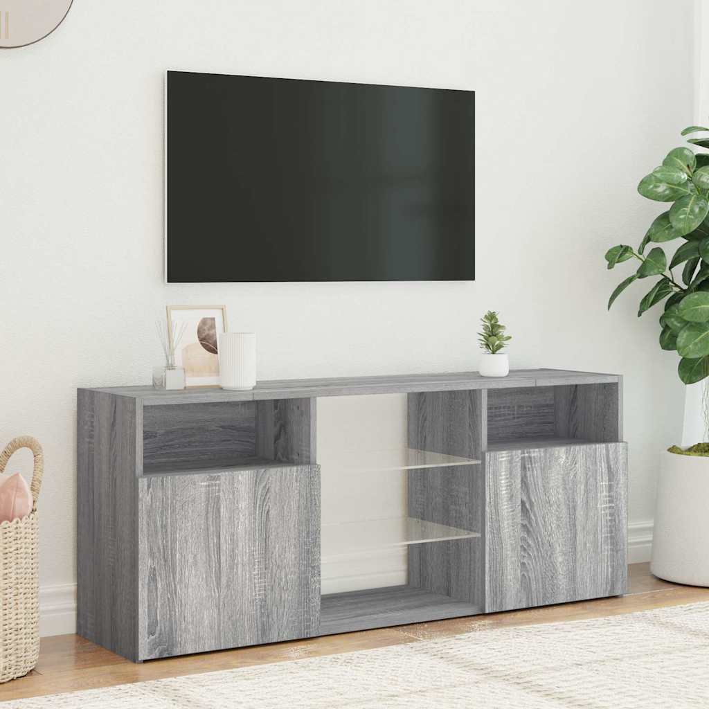 TV-Møbel Sonoma Grå TV-benk med LED-lys 120x30x50 cm