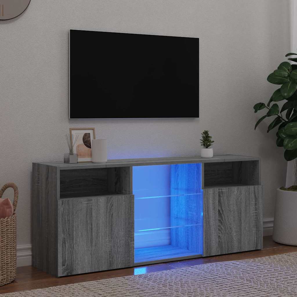 TV-Møbel Sonoma Grå TV-benk med LED-lys 120x30x50 cm