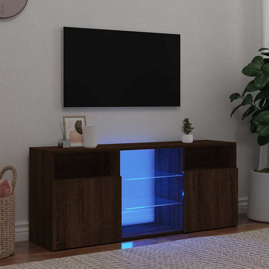 TV-Møbel Brun Eik TV-benk med LED-lys 120x30x50 cm
