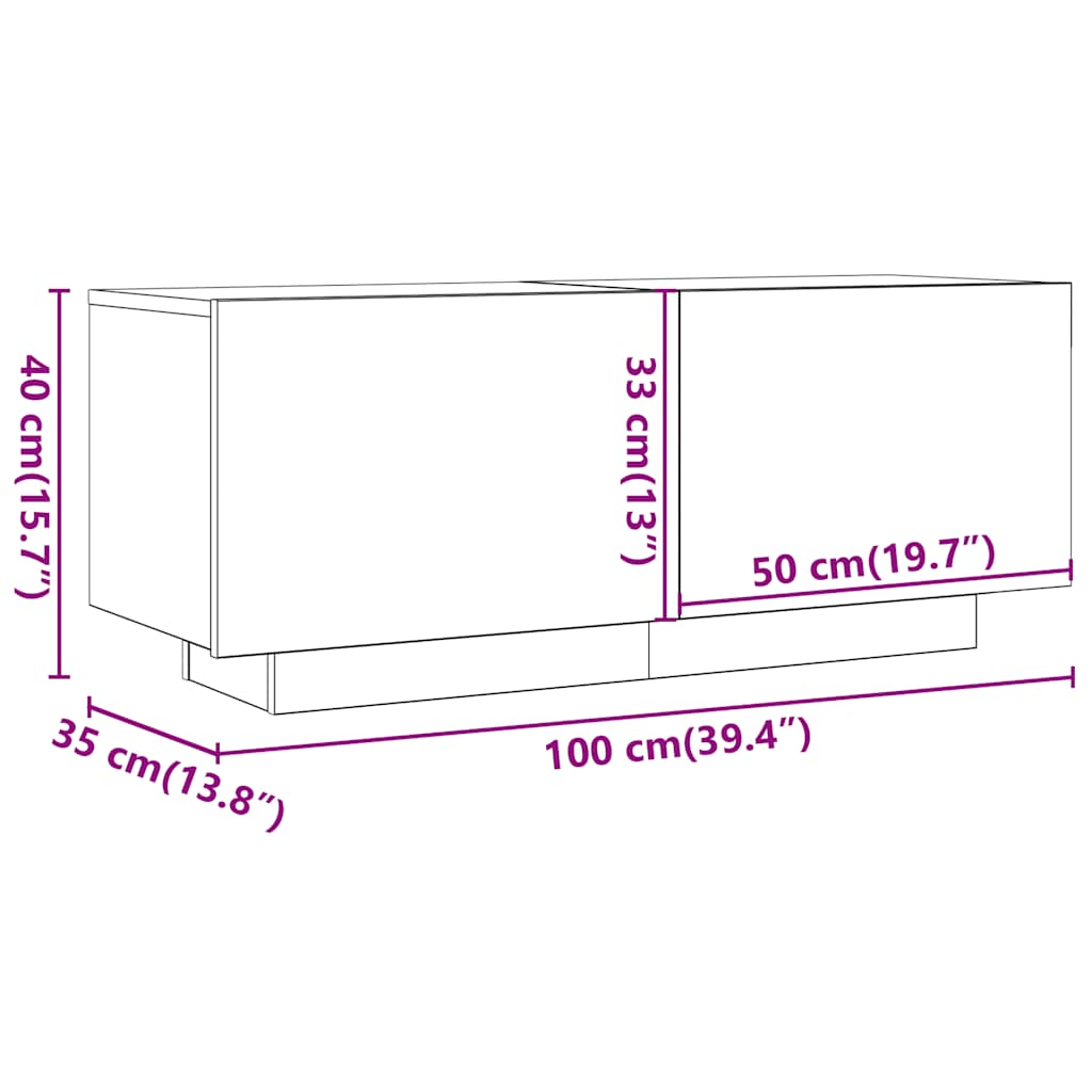 TV-benk sonoma eik 100x35x40 cm konstruert tre