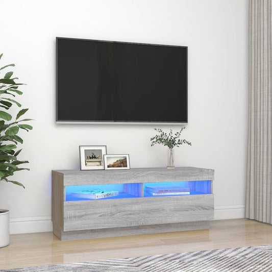 TV-Møbel Sonoma Grå TV-benk med LED-lys 100x35x40 cm
