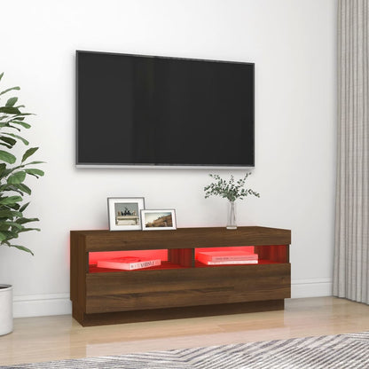 TV-Møbel Brun Eik TV-benk med LED-lys 100x35x40 cm