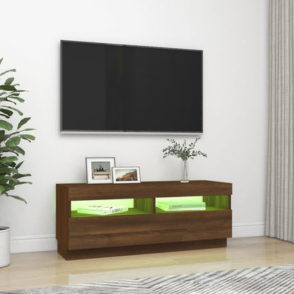 TV-Møbel Brun Eik TV-benk med LED-lys 100x35x40 cm