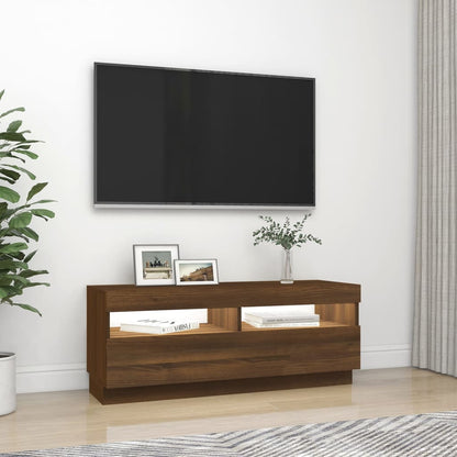 TV-Møbel Brun Eik TV-benk med LED-lys 100x35x40 cm