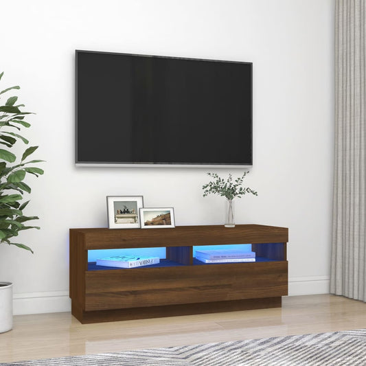 TV-Møbel Brun Eik TV-benk med LED-lys 100x35x40 cm