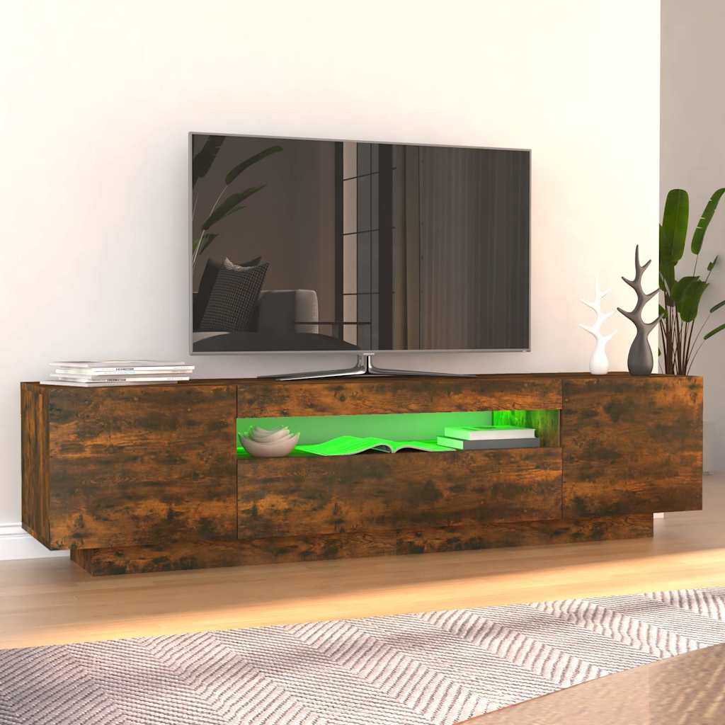 TV-Møbel Røkt EikTV-benk med LED-lys 160x35x40 cm