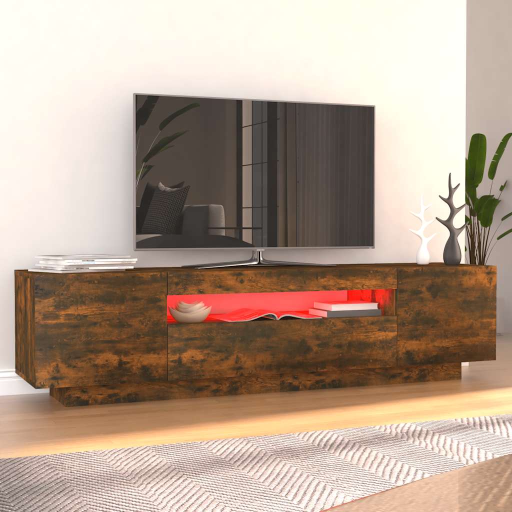 TV-Møbel Røkt EikTV-benk med LED-lys 160x35x40 cm