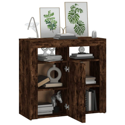 Skjenk Røkt Eik med LED-lys 80x35x75 cm