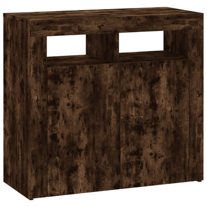 Skjenk Røkt Eik med LED-lys 80x35x75 cm