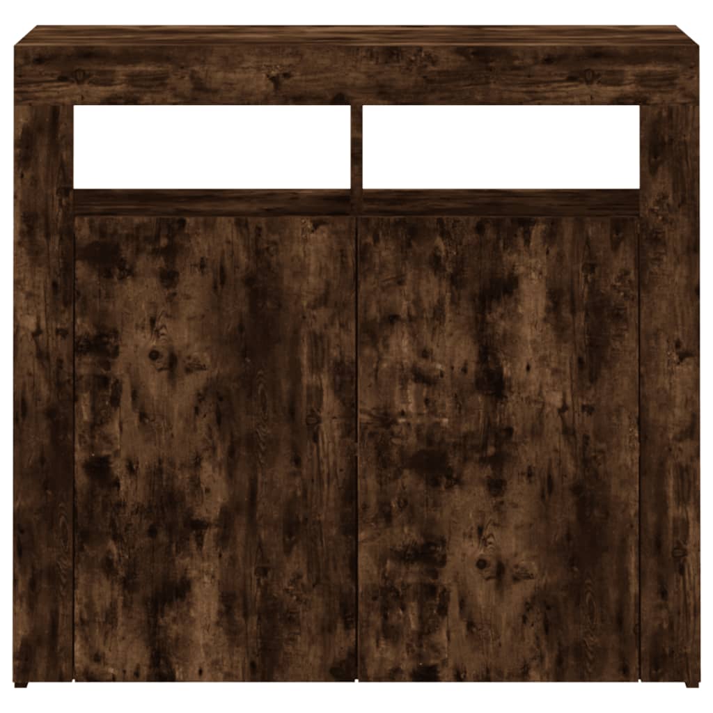 Skjenk Røkt Eik med LED-lys 80x35x75 cm