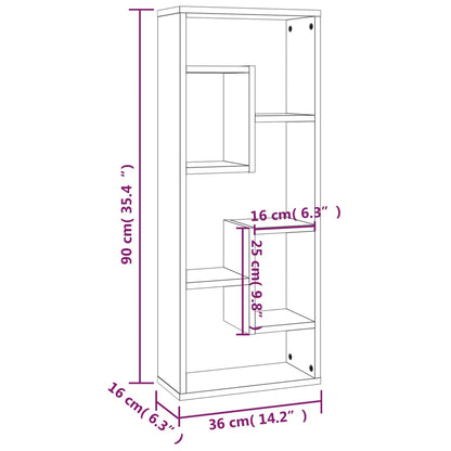 Vegghylle røkt eik 36x16x90 cm konstruert tre