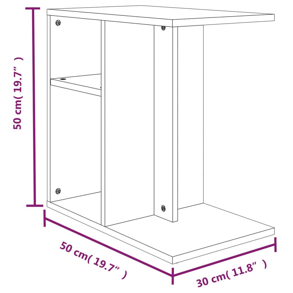 Sidebord røkt eik 50x30x50 cm konstruert tre