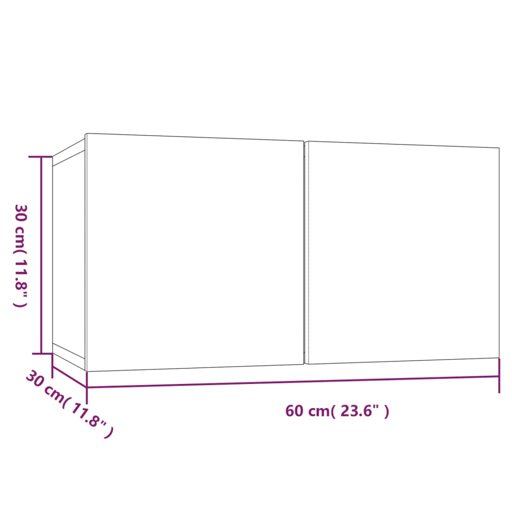 TV-benk grå sonoma 60x30x30 cm konstruert tre