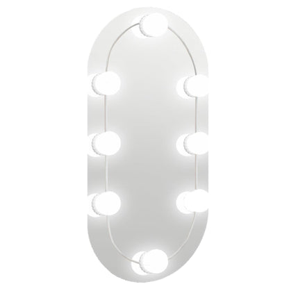 Veggspeil med LED-lys 40x20 cm glass oval