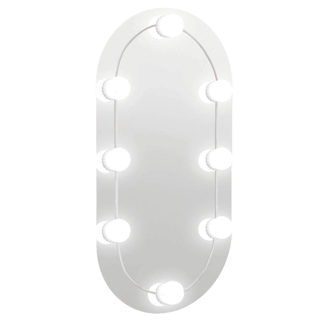 Veggspeil med LED-lys 60x30 cm glass oval