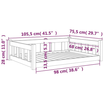 Hundeseng svart 105,5x75,5x28 cm heltre furu