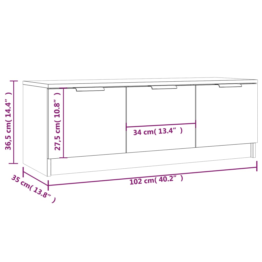 TV-benk svart 102x35x36,5 cm konstruert tre