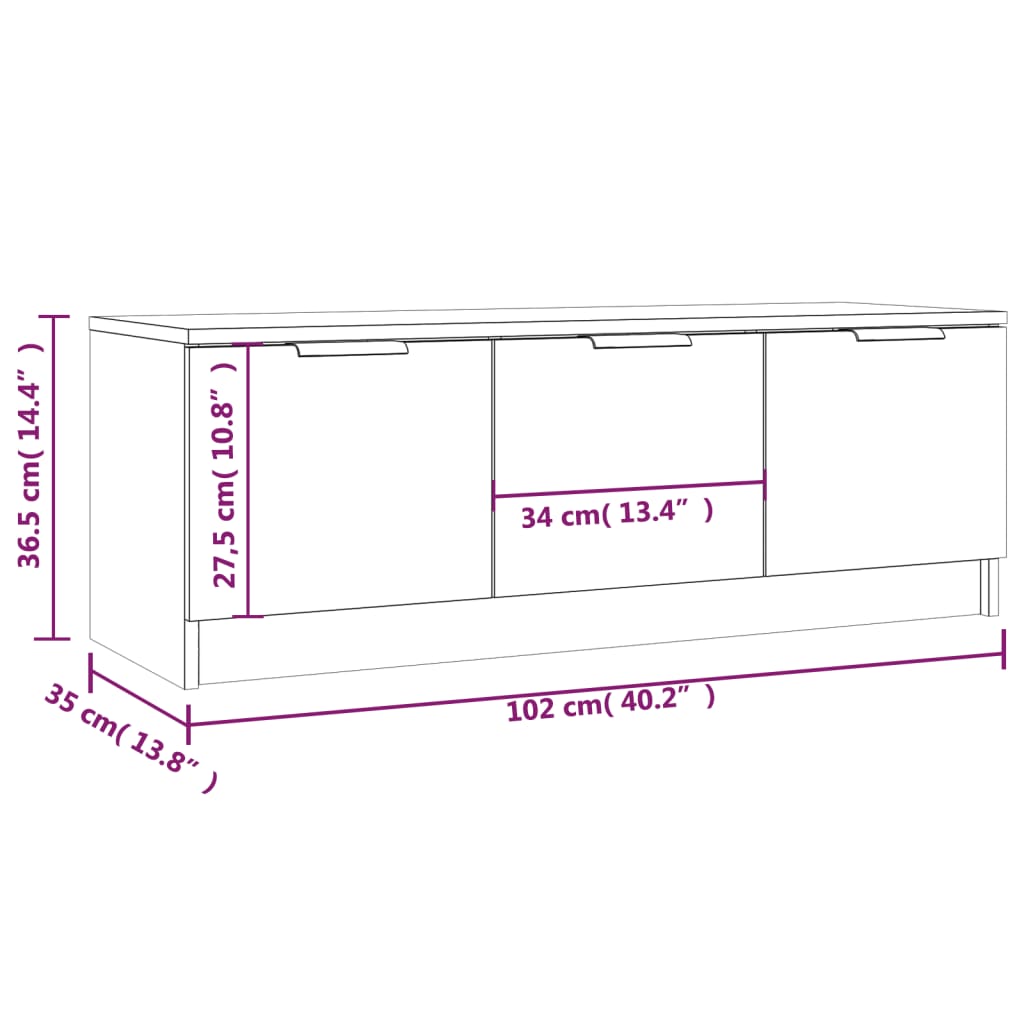 TV-benk betonggrå 102x35x36,5 cm konstruert tre