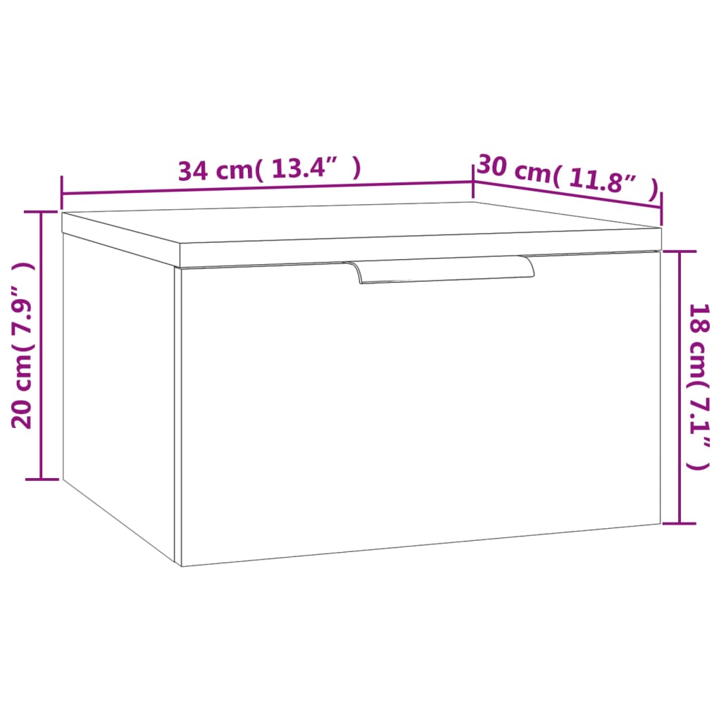 Nattbord Sengbord svart 34x30x20 cm