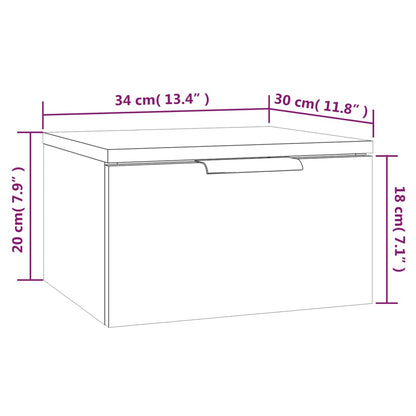 Nattbord Sengbord Veggmontert betonggrå 34x30x20 cm