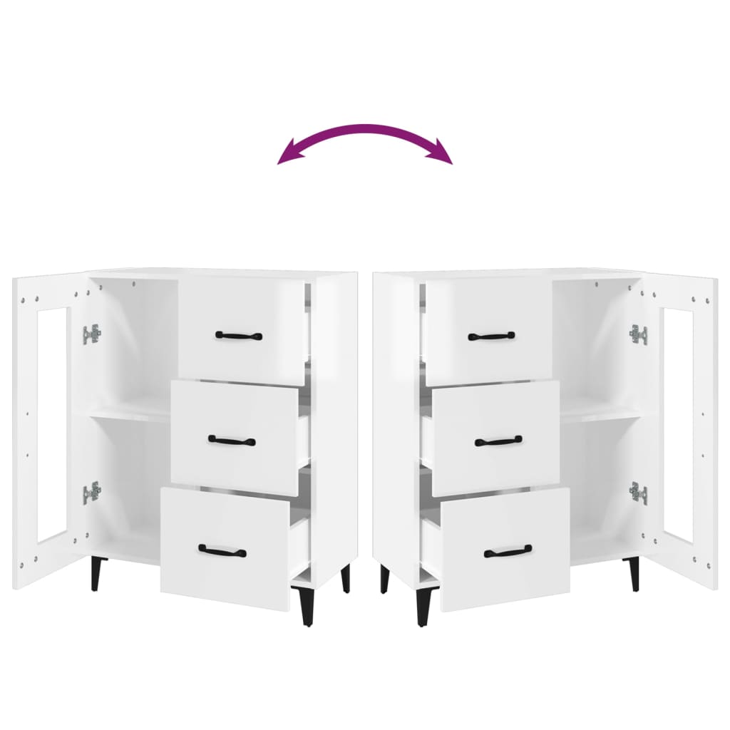 Skjenk Høyglans Hvit 69,5x34x90 cm