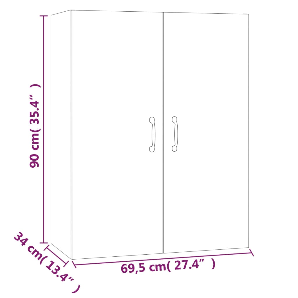 Veggskap betonggrå 69,5x34x90 cm konstruert tre