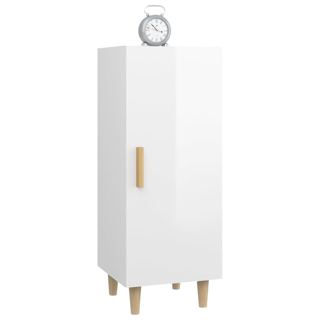 Skjenk høyglans hvit 34,5x34x90 cm konstruert tre