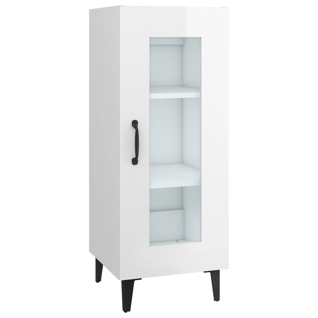 Skjenk høyglans hvit 34,5x34x90 cm konstruert tre