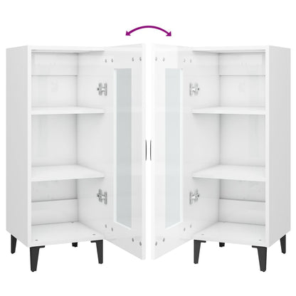 Skjenk høyglans hvit 34,5x34x90 cm konstruert tre