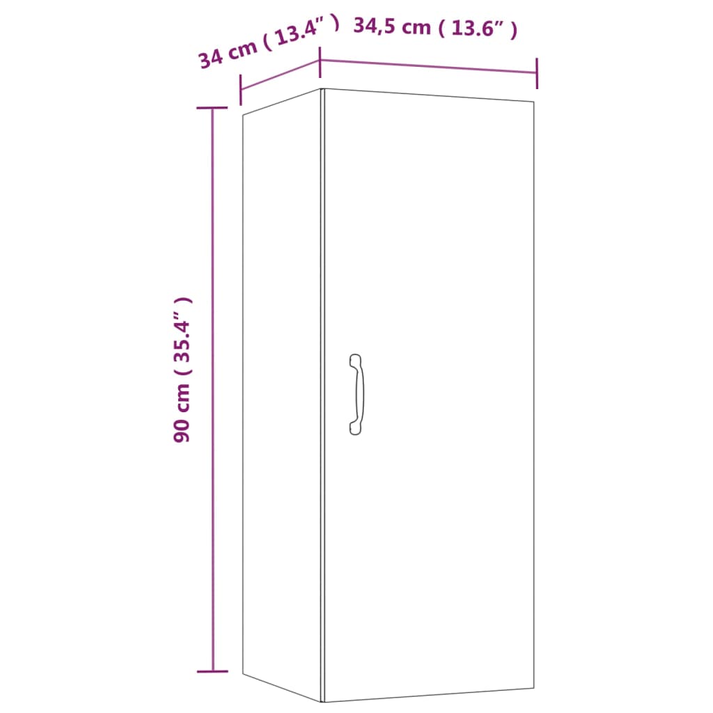 Veggskap betonggrå 34,5x34x90 cm konstruert tre