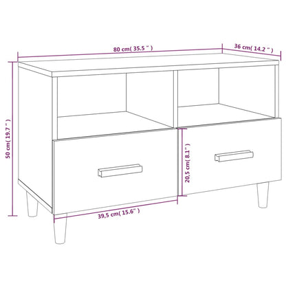 TV-benk svart 80x36x50 cm konstruert tre