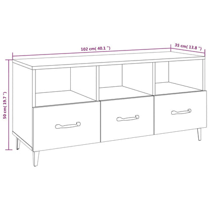 TV-benk hvit 102x35x50 cm konstruert tre