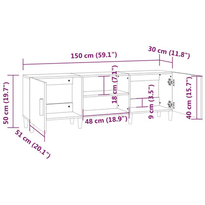 TV-benk betonggrå 150x30x50 cm konstruert tre