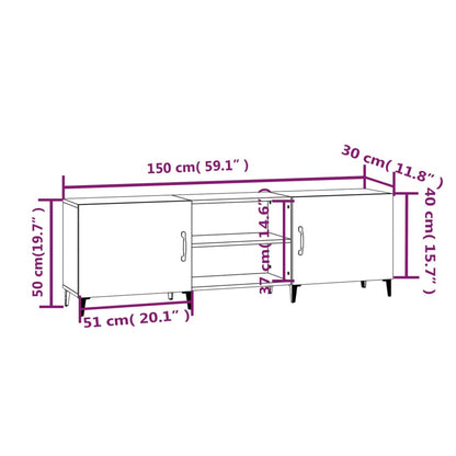 TV-benk hvit 150x30x50 cm konstruert tre