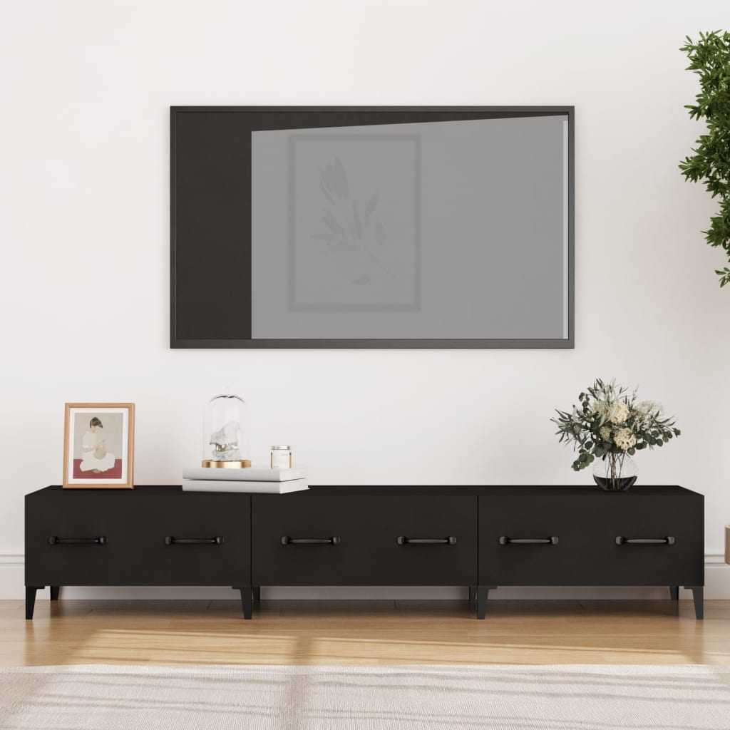 TV-benk svart 150x34,5x30 cm konstruert tre