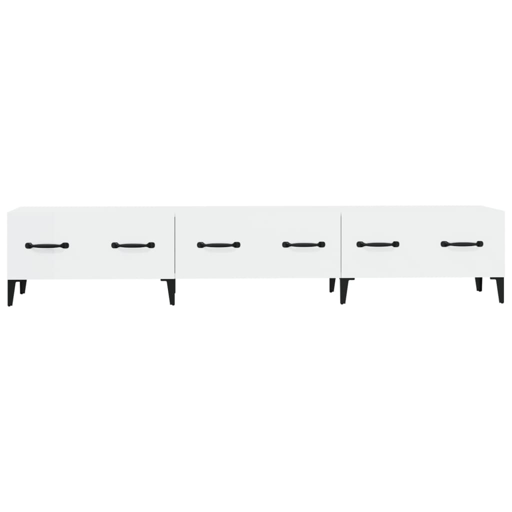 TV-benk hvit høyglans 150x34,5x30 cm konstruert tre