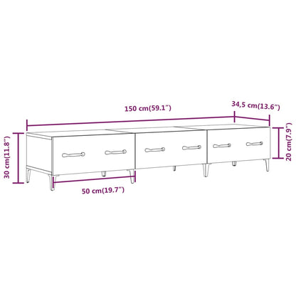 TV-benk hvit høyglans 150x34,5x30 cm konstruert tre